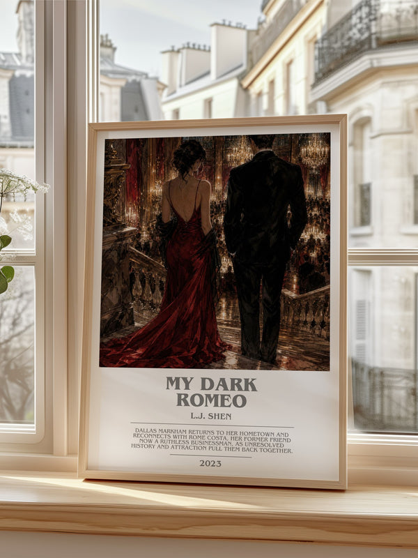 My Dark Romeo bookish poster colour and style options – L.J. Shen book art