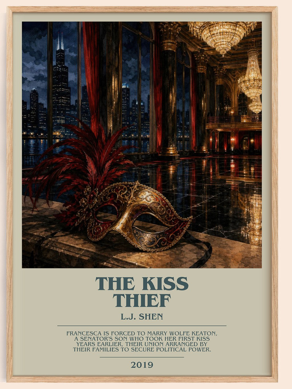 The Kiss Thief bookish book poster by L.J. Shen – framed literary art print