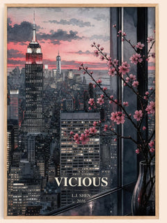 Vicious watercolour book poster by L.J. Shen – framed literary art print