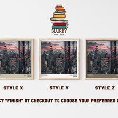 Vicious literary print in frame leaning in hallway – contemporary fiction wall art