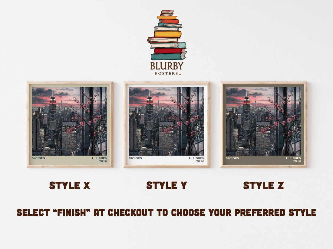 Vicious literary print in frame leaning in hallway – contemporary fiction wall art (mockup)