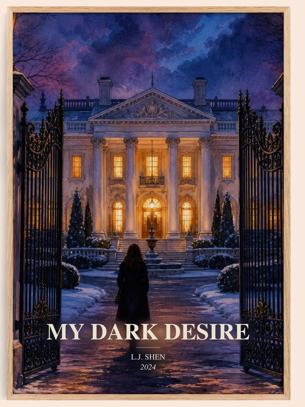 My Dark Desire watercolour book poster by L.J. Shen – framed literary art print