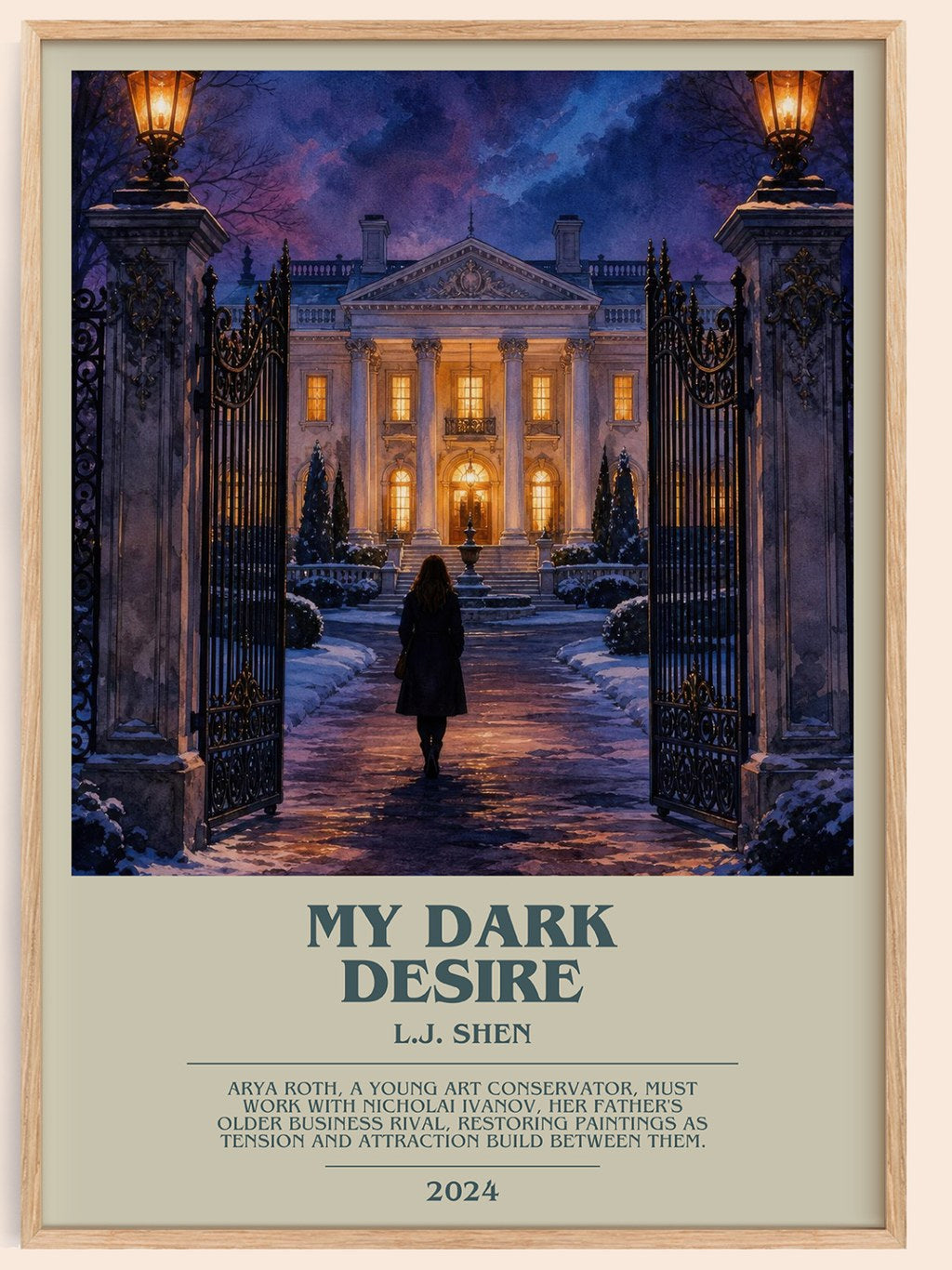 My Dark Desire bookish book poster by L.J. Shen – framed literary art print
