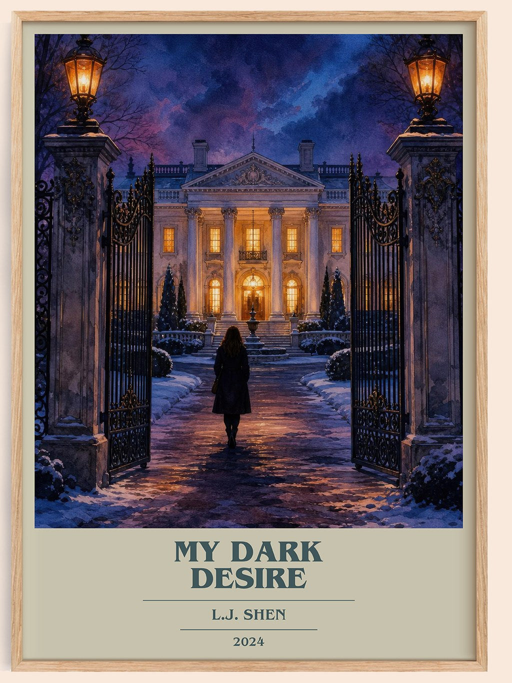 My Dark Desire book cover book poster by L.J. Shen – framed literary art print