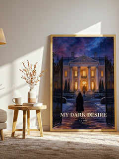 My Dark Desire watercolour print in frame leaning in hallway – romance wall art