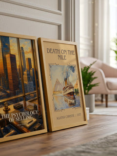 The Psychology of Selling watercolour print framed by window – literary home decor