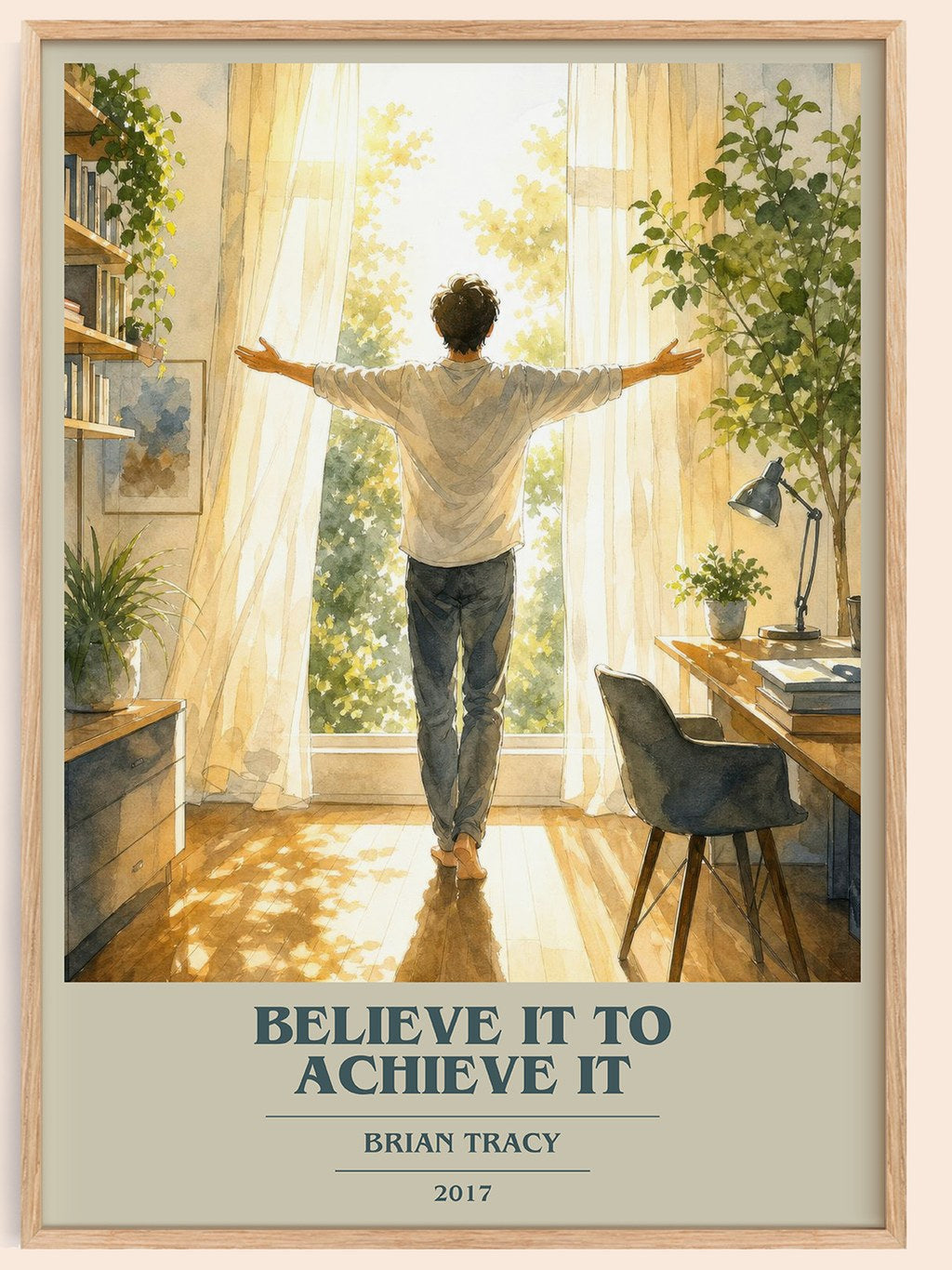 Believe It to Achieve It book cover book poster by Brian Tracy – framed literary art print