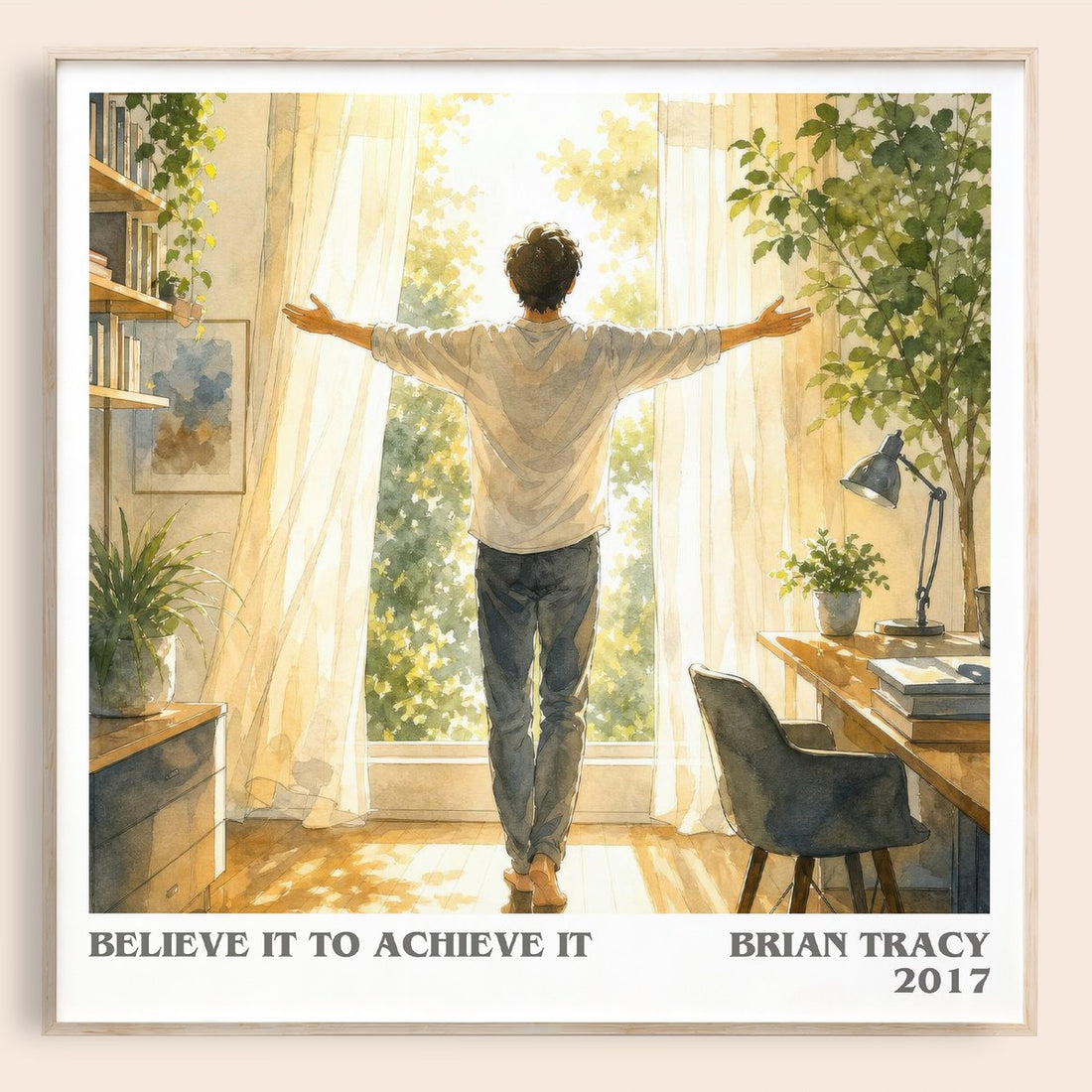 Believe It to Achieve It literary book poster by Brian Tracy – framed literary art print