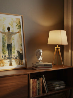 Believe It to Achieve It watercolour print on bookshelf – Brian Tracy fan gift