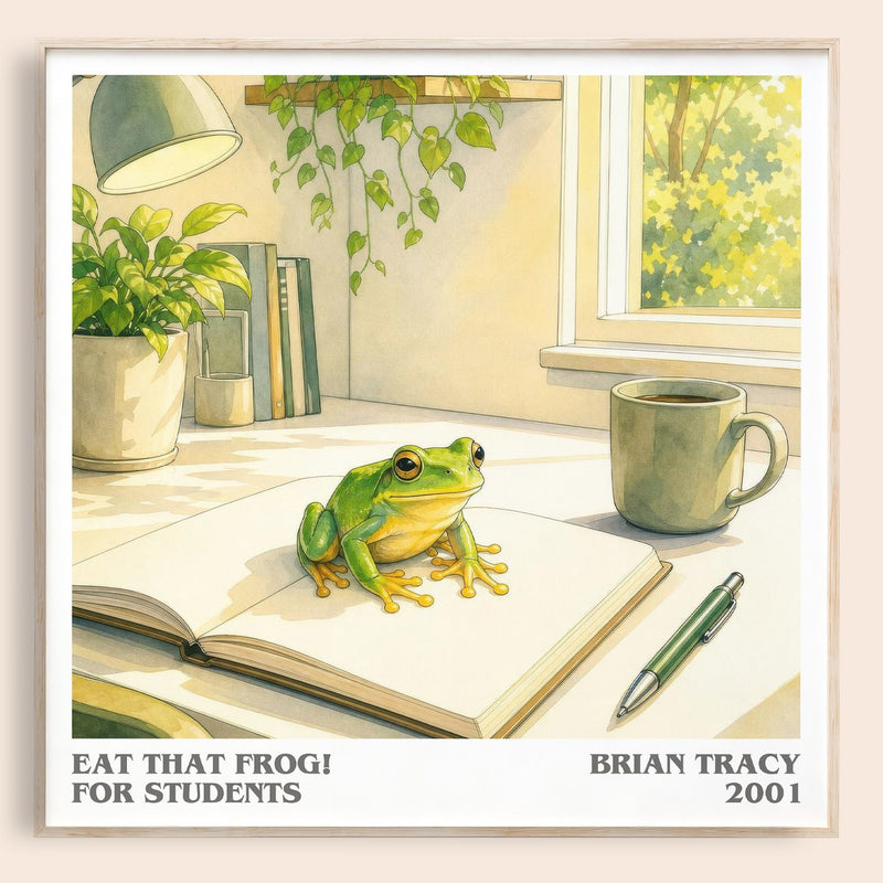 Eat That Frog! for Students literary book poster by Brian Tracy – framed literary art print
