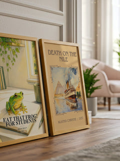 Eat That Frog! for Students watercolour print framed by window – literary home decor