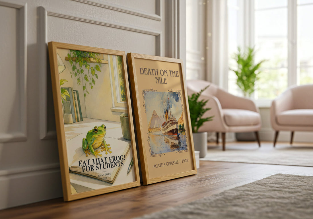 Eat That Frog! for Students watercolour print framed by window – literary home decor