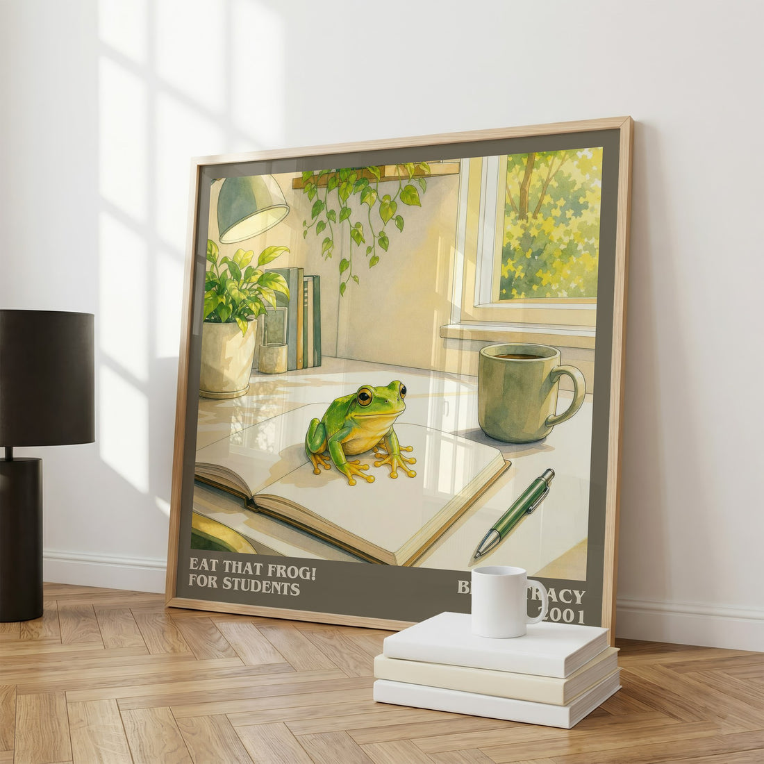 Eat That Frog! for Students literary print framed by window – literary home decor