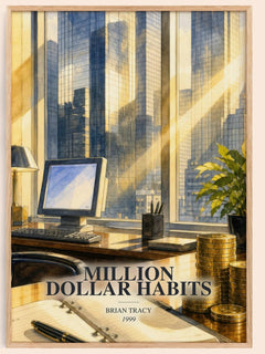 Million Dollar Habits watercolour book poster by Brian Tracy – framed literary art print