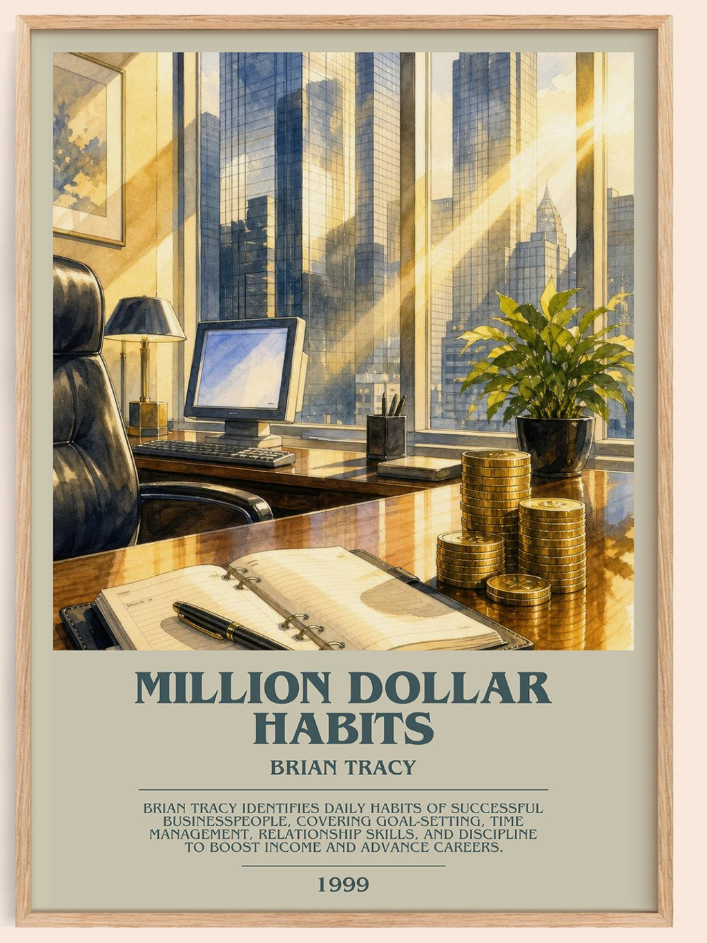Million Dollar Habits bookish book poster by Brian Tracy – framed literary art print