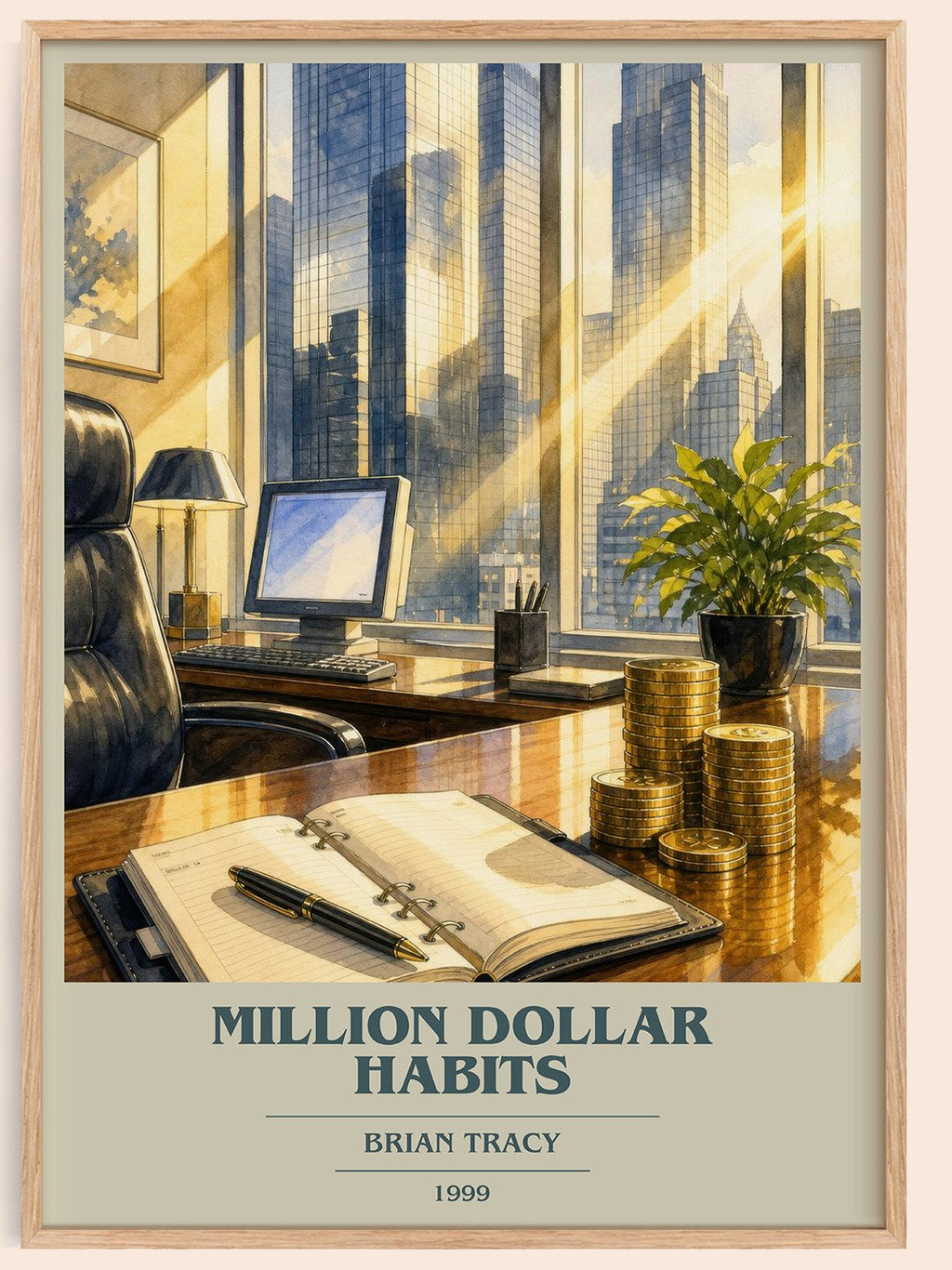 Million Dollar Habits book cover book poster by Brian Tracy – framed literary art print