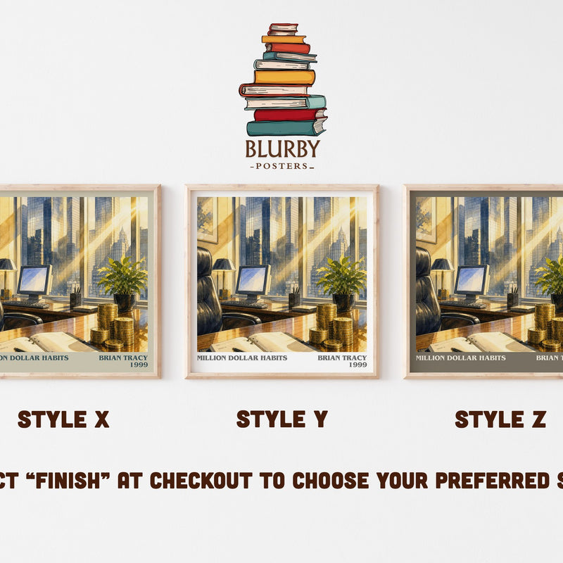 Million Dollar Habits literary print in frame leaning in hallway – non fiction wall art