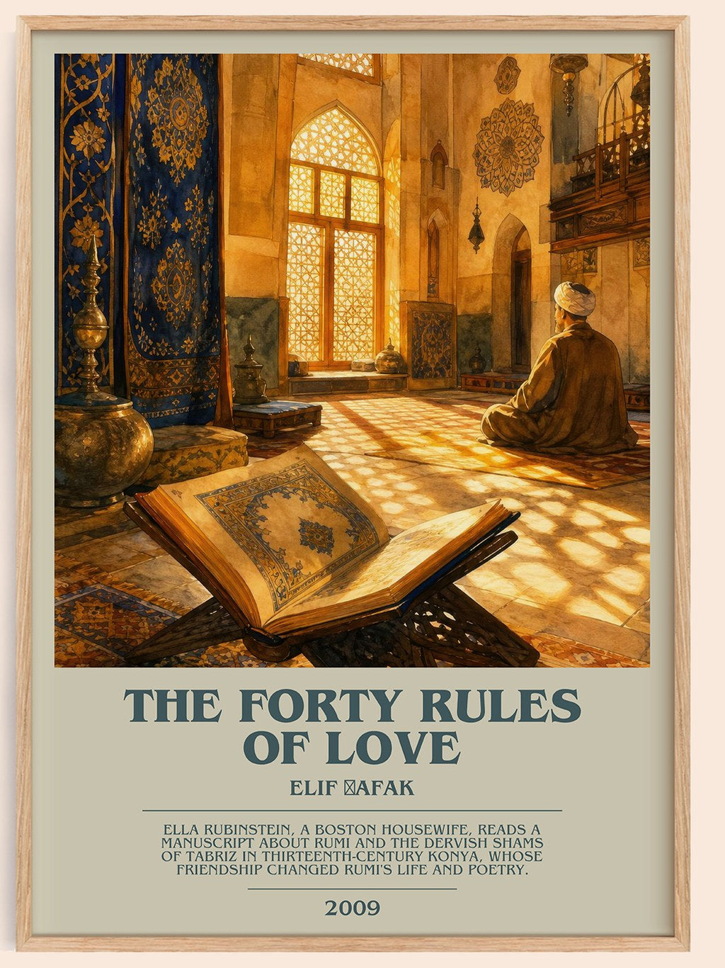 The Forty Rules of Love bookish book poster by Elif Şafak – framed literary art print
