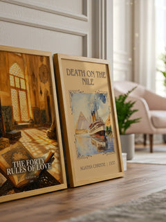 The Forty Rules of Love watercolour print framed by window – literary home decor