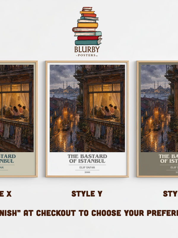 The Bastard of Istanbul book cover print in frame leaning in hallway – contemporary fiction wall art