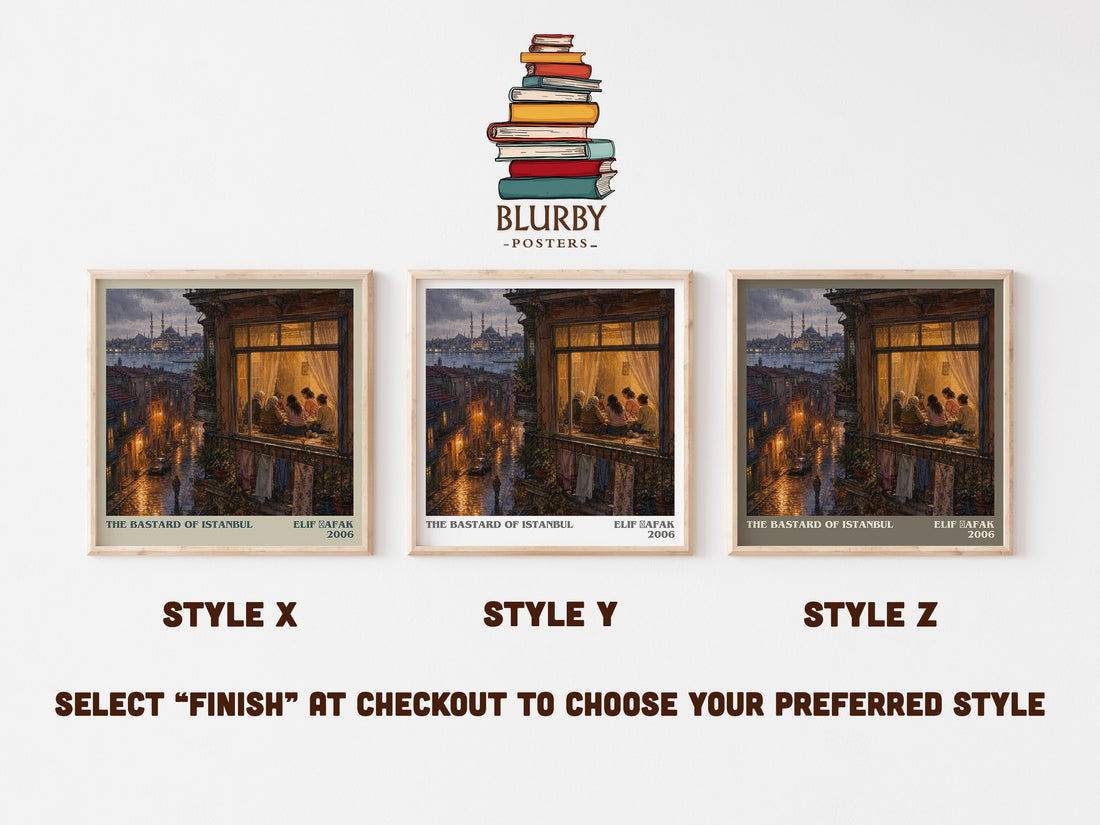 The Bastard of Istanbul literary print in frame leaning in hallway – contemporary fiction wall art (mockup)