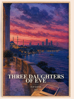 Three Daughters of Eve watercolour book poster by Elif Şafak – framed literary art print