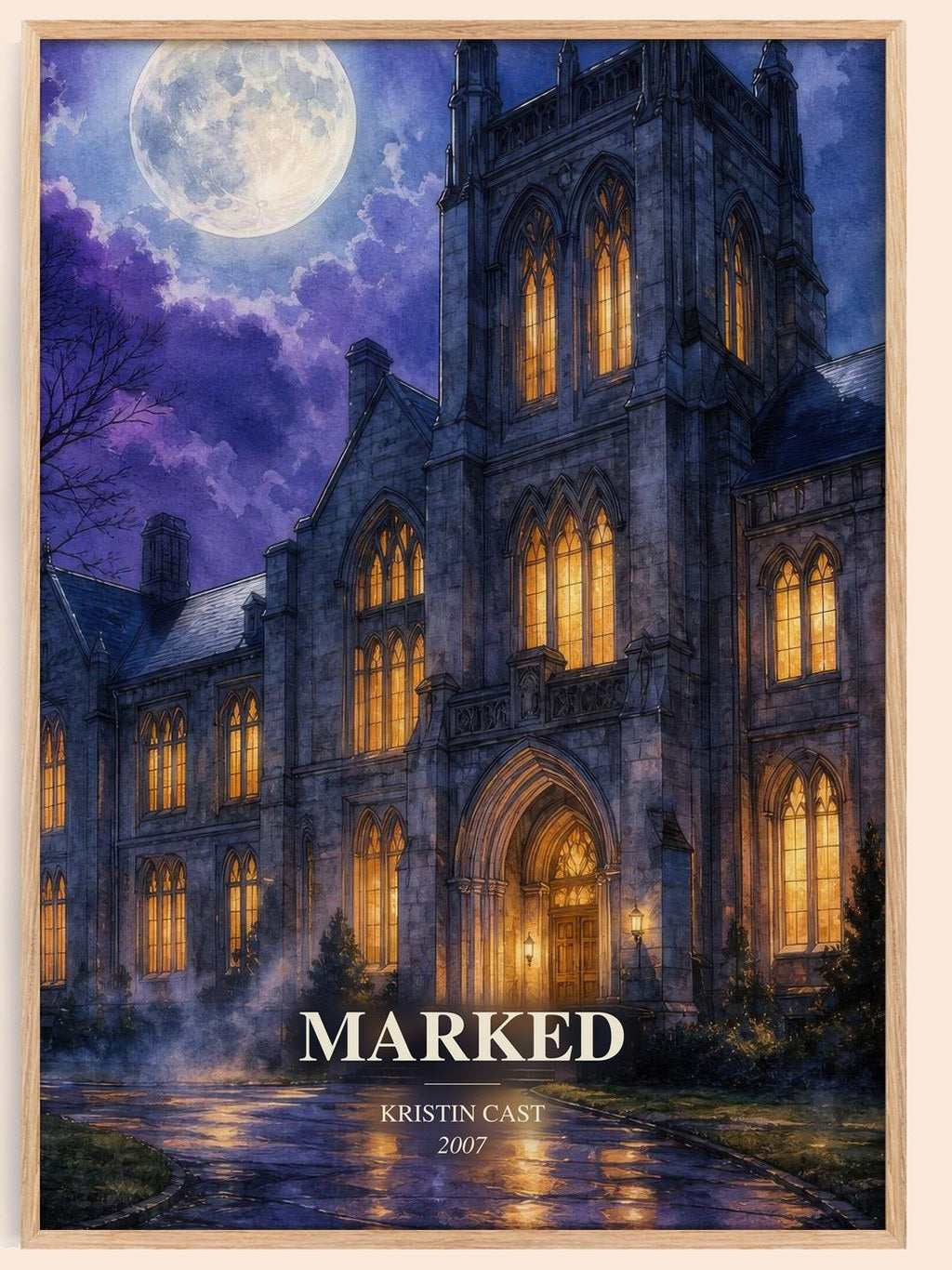 Marked watercolour book poster by Kristin Cast – framed literary art print