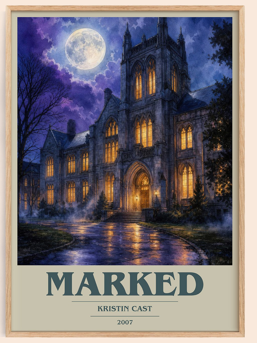 Marked book cover book poster by Kristin Cast – framed literary art print