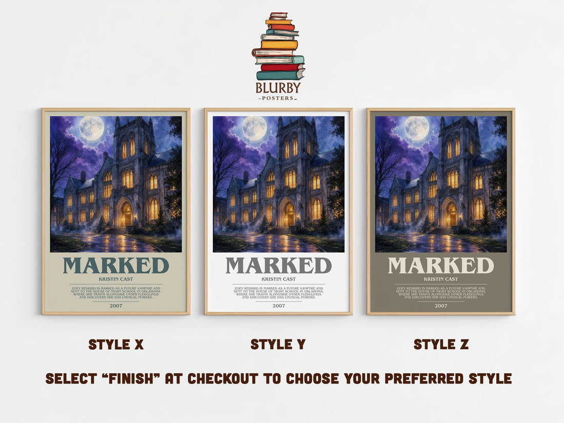 Marked bookish print in frame leaning in hallway – young adult wall art (mockup)