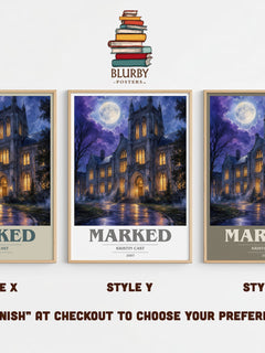 Marked book cover print in frame leaning in hallway – young adult wall art