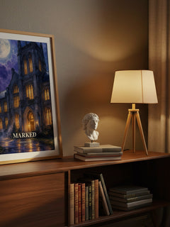 Marked watercolour print on bookshelf – Kristin Cast fan gift