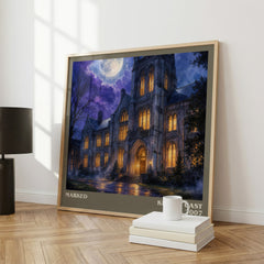 Marked literary print framed by window – literary home decor