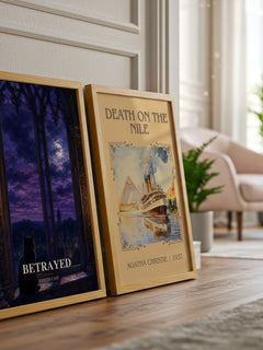 Betrayed watercolour print framed by window – literary home decor