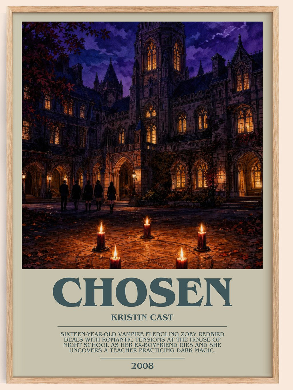 Chosen bookish book poster by Kristin Cast – framed literary art print