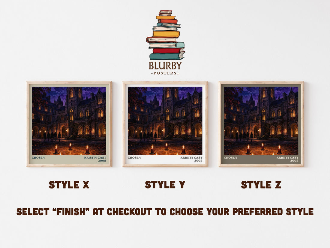 Chosen literary print in frame leaning in hallway – young adult wall art (mockup)