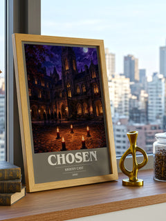 Chosen book cover print framed by window – literary home decor