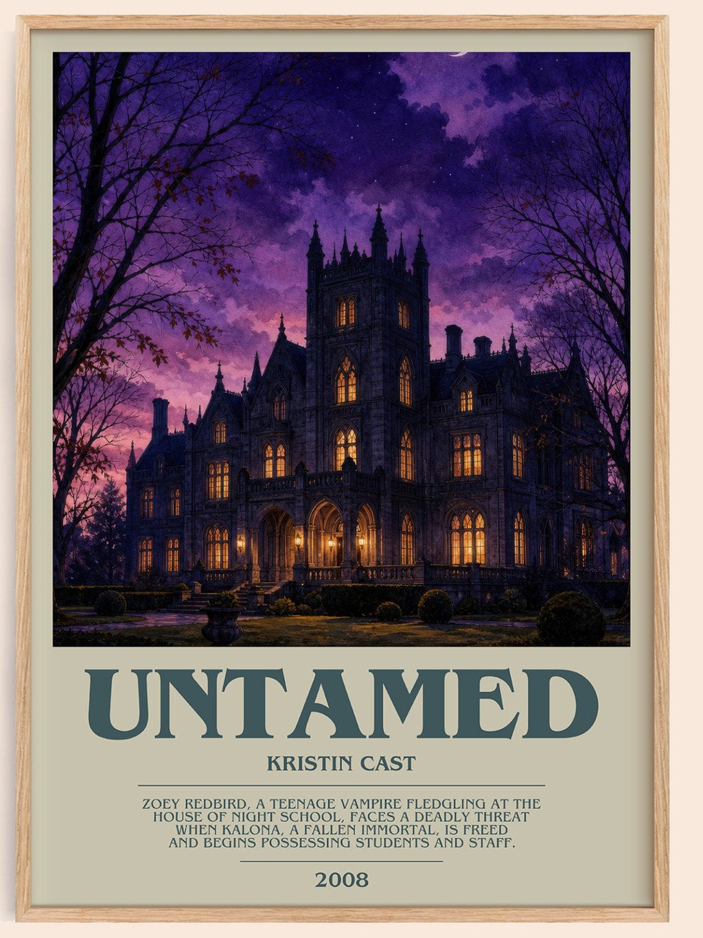Untamed bookish book poster by Kristin Cast – framed literary art print