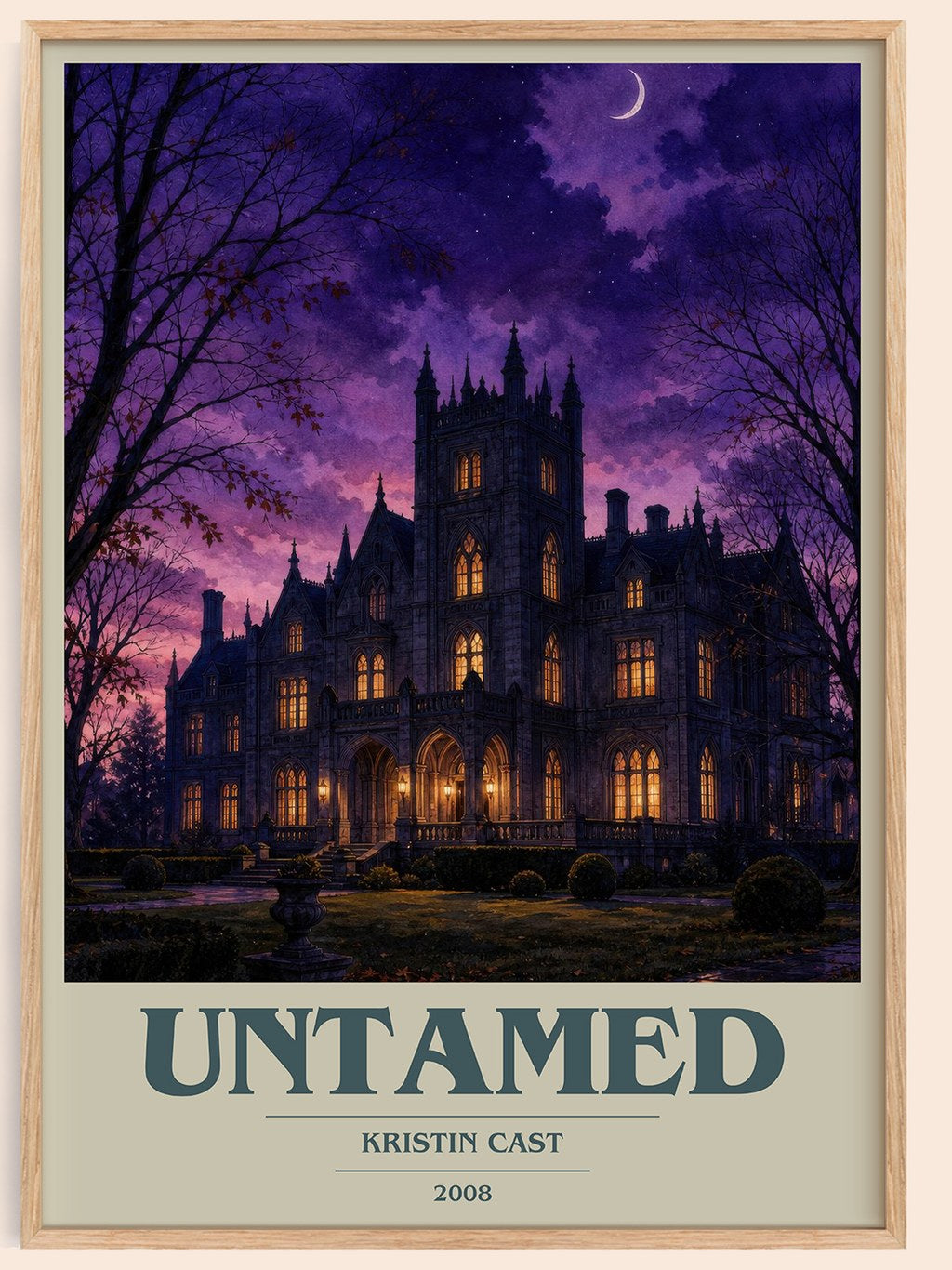 Untamed book cover book poster by Kristin Cast – framed literary art print