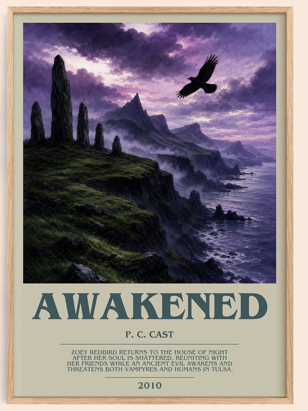 Awakened bookish book poster by P. C. Cast – framed literary art print