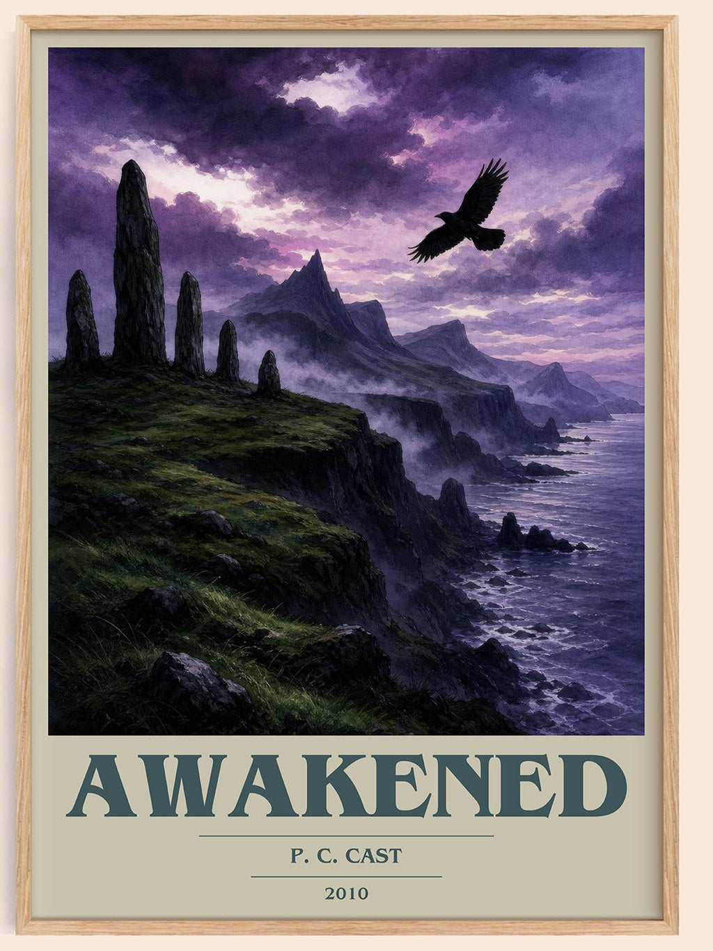Awakened book cover book poster by P. C. Cast – framed literary art print