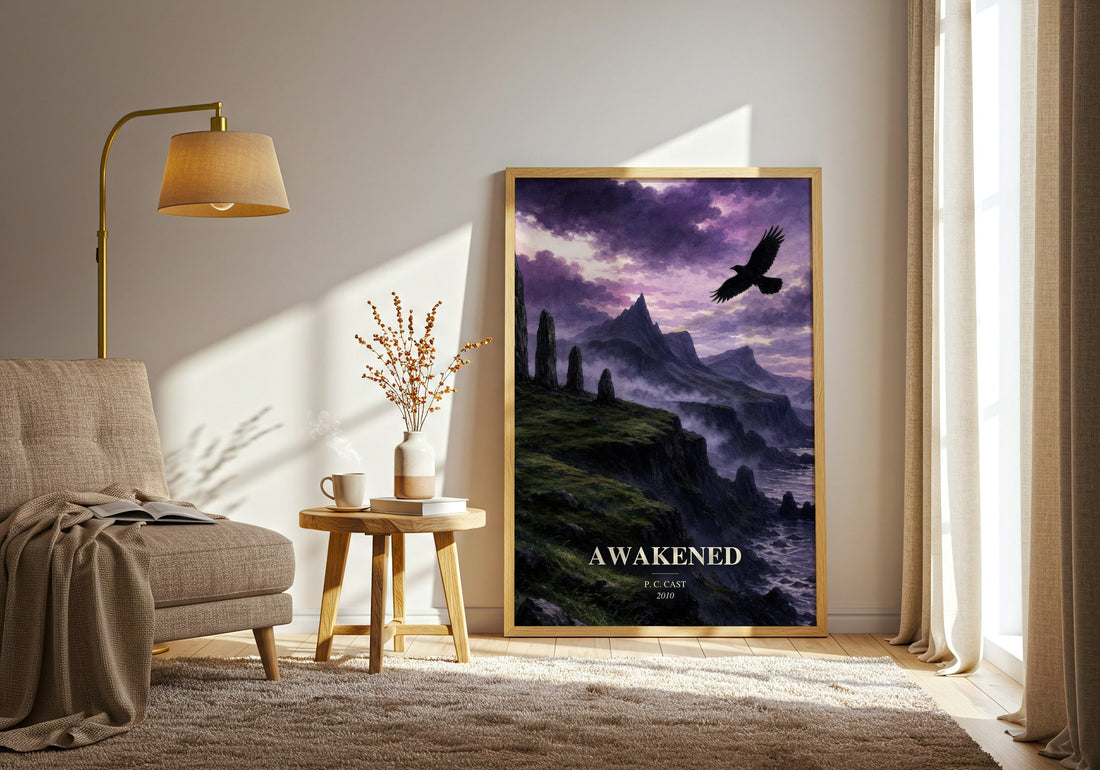 Awakened watercolour print in frame leaning in hallway – young adult wall art