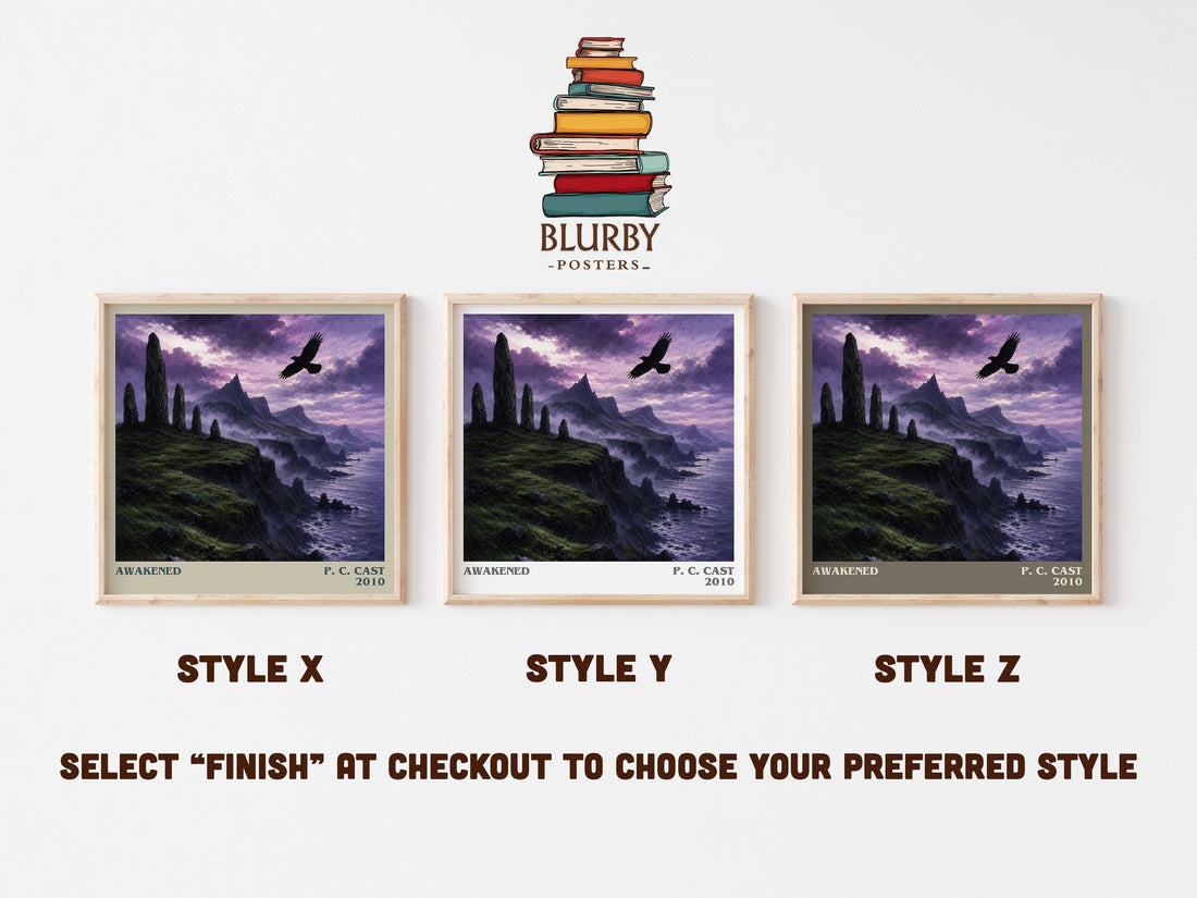 Awakened literary print in frame leaning in hallway – young adult wall art (mockup)