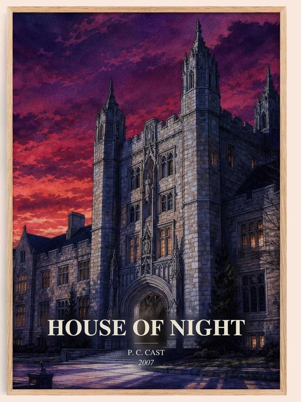 House of Night watercolour book poster by P. C. Cast – framed literary art print