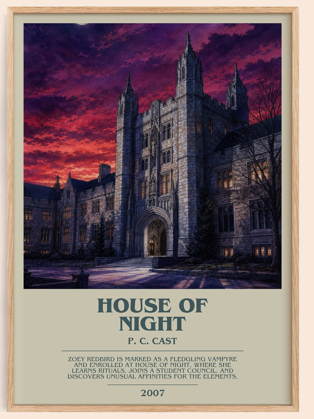 House of Night bookish book poster by P. C. Cast – framed literary art print