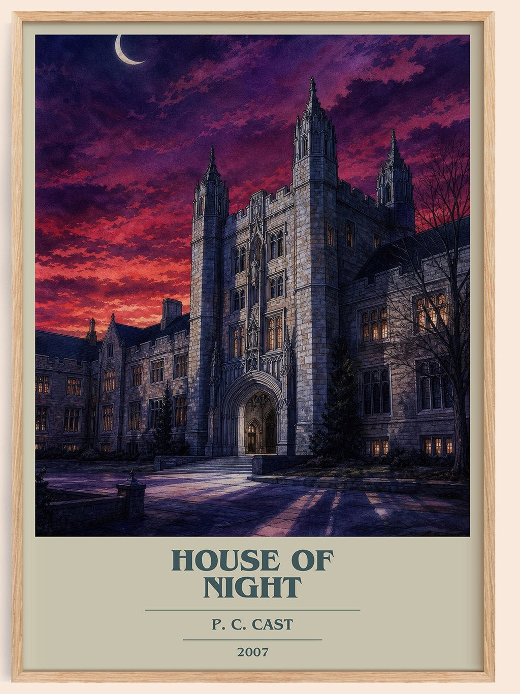 House of Night book cover book poster by P. C. Cast – framed literary art print