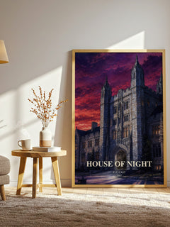 House of Night watercolour print in frame leaning in hallway – fantasy wall art