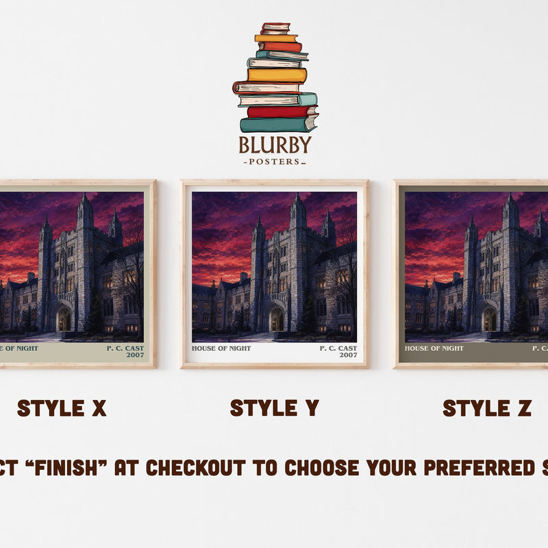 House of Night literary print in frame leaning in hallway – fantasy wall art