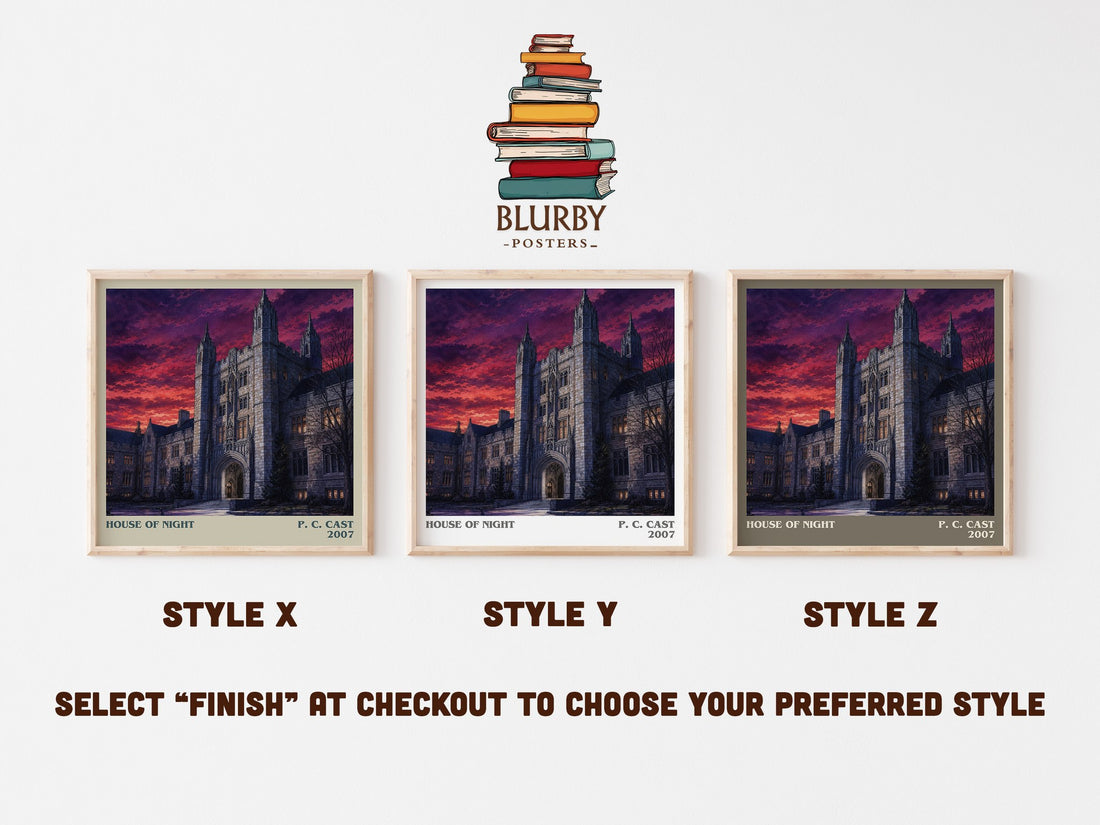 House of Night literary print in frame leaning in hallway – fantasy wall art (mockup)