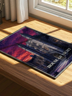 House of Night watercolour book poster framed on wall – fantasy wall art