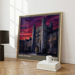 House of Night literary print framed by window – literary home decor